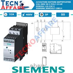 Avviatore Soft Starter 32A 400V 15kW Bobina AC/DC 110-230V Softstarter Siemens