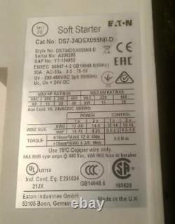 Eaton DS7-34DSX055N0-D Soft Starter 55A, 3P, 200-480VAC. NEW. Free Shipping